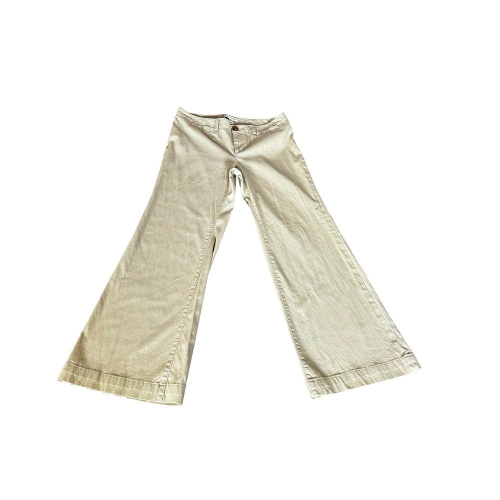 Banana Republic Tan Wide Leg Corduroy Pants Mid Rise Khaki Beige Trousers SZ 12